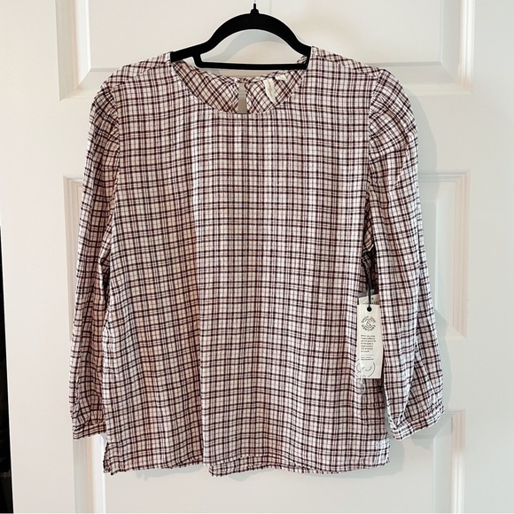 New Treasure & Bond Nordstrom Linen Blend Blouse in Wickwillow Plaid - Picture 2 of 8